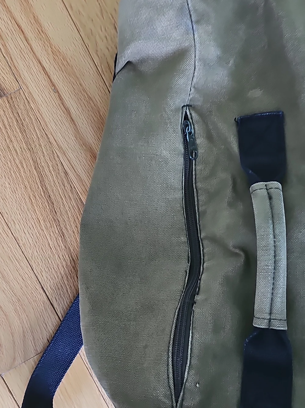G.H. Bass & Co. Men's Olive Canvas Duffel Backpack with Navy Trim